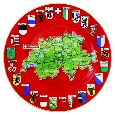 Map of Switzerland andCoat of Arms of Cantons