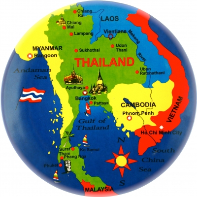 Map and Flag of Thailand
