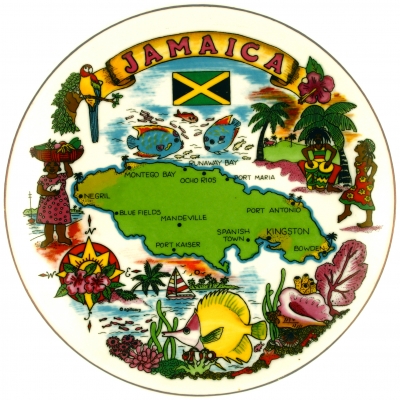 Map and Flag of Jamaica