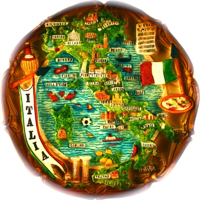 Map and Flag of Italy